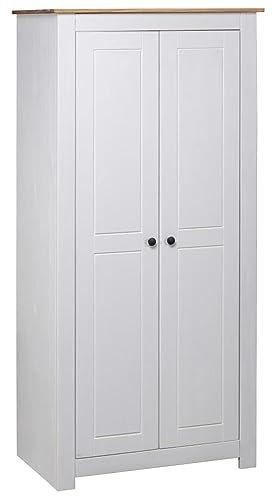 BaraSh Kleiderschrank Weiß 80×50×171,5 cm Schrank Schlafzimmer Schrank Wardrobe Bedroom Schlafzimmerschrank Kleider Schrank Kiefer Massiv Panama Serie