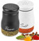 Set di sale e pepe, 120 ml, con fondo in vetro, saliera in vetro, con coperchio in acciaio inox, per casa, cucina, ristorante, tavolo da pranzo (bianco e nero)