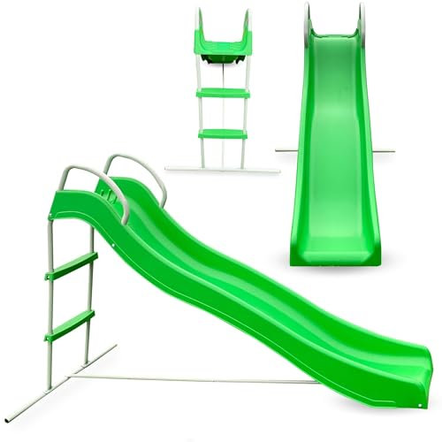 HyperMotion Tobogán Infantil para Parque Exterior - Estructura de Jardín 185cm con Escalera, Resistente hasta 45kg - Parques Infantiles de Exterior para Niños +3 Años, Color Verde