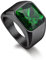 Bandmax Ring Schwarz Damen Ring Stein Grün Bandring Edelstahl Ringe Herren Siegelring Größe 54mm Ring mit grünem Stein 12MM breit Herren Schmuck Accessoires