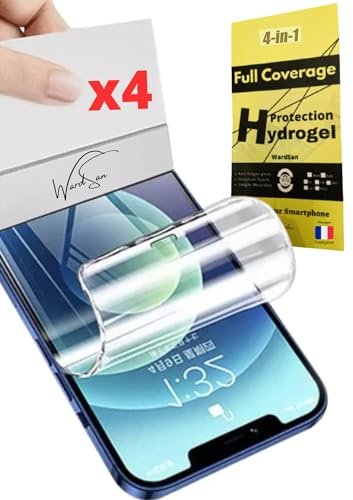 WardSan [4 Pezzi per iPhone 15 6,1 Pollici - 4 x pellicole protettive Anteriori 3D Hydrogel | Antiurto | Custodia in Gel Compatibile | Pellicola Protettiva in Morbido TPU | Meglio del Vetro temperato