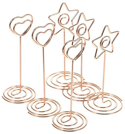 HONMEET 6St ，，，，6pcs visitenkarten halterung hochzeitsdeko Platzkartenhalter für den Tisch Bild steht für Tisch Tischkartenhalterständer Fotohalter Zinklegierung