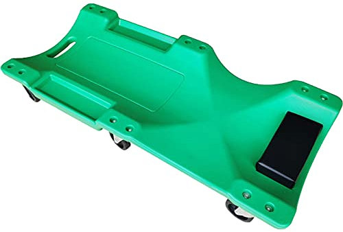 WYRMB 36 Zoll ergonomischer Rollwagen aus Kunststoff, Rollwagen für Autos mit bequemer Kopfstütze aus Leder und vertiefter Werkzeugkiste, Auto-Transportwagen, 300 Pfund Tragkra