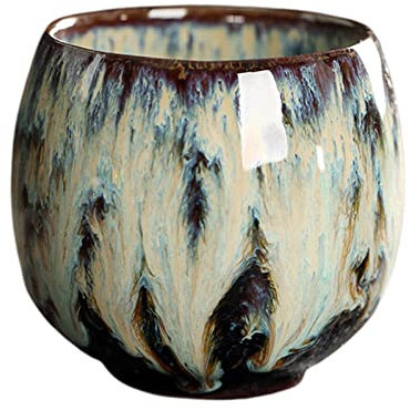 FLCPJGV Bol à Matcha, Tasses à Thé Japonaises, Tasse à Thé Chinoise en Poterie, Bol en Céramique Matcha, Tasse en Céramique Sans Poignée de 110 ML, ré