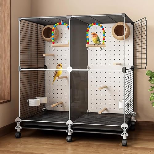 WXXSHGDW Stor Fågelbur, Papegojbur, Parakitbur, Conurebur med Hjul, Fågelholk, Stående Stolpe, Bricka, Gunga, för Små Fåglar Som Papegojor Conure Lovebird Cockatiel Lovebirds Undulater