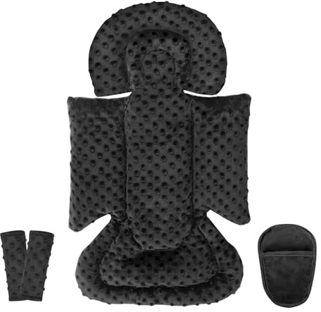 Infant Car Seat Insert Boy Girl, 3 in 1 Newborn Carseat Insert with Strap Pads, Car Seat Head Support for Baby Strollers, Swings, and Bouncers, Comfortable and Machine Washable, Black