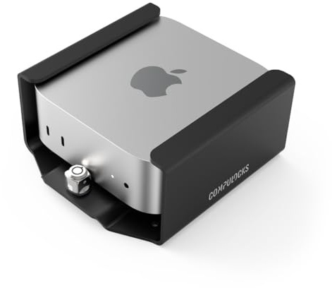 Mac mini M4 2024 Secure Mounting Bracket with Integrated Lock Head, Anti-Theft Steel Holder with Keyed Lock for Offices, Schools, and Public Spaces - Black