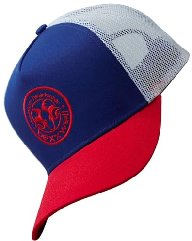 Bexxwell Trucker Cap blå/vit/röd med logotypmärke (optimal passform, mössa, blå, röd, truckerkeps, logotyp, mössa, unisex), blå, one size
