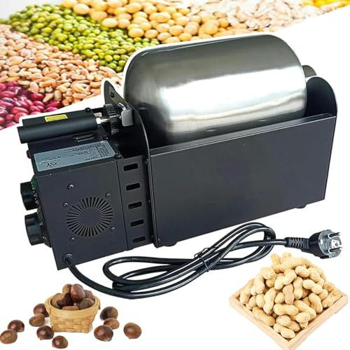 1500W Electric Nut Roaster Machine, Stainless Steel Coffee Bean Baker Peanut Roaster, Nut Peanut Cashew Chestnuts Roasting Machine, Adjustable Temperature 200℃ for Home Kitchen Grain