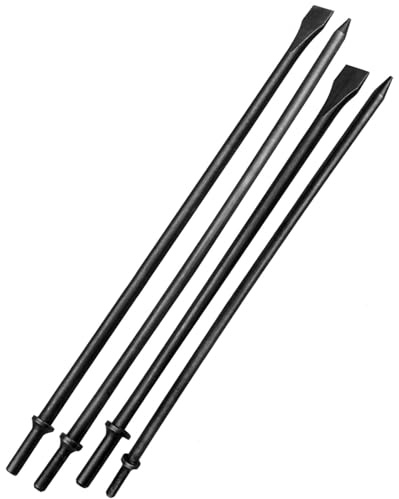 Scraper 350mm (14) & 450mm (17) Long Air Pneumatic Hammer Chisel Bits with Round Collar, Flat and Point Chisels for Concrete Tile