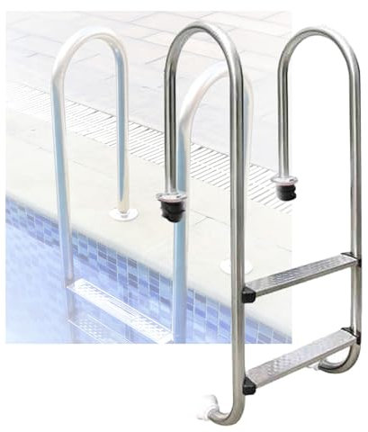 Swimming Pool Ladder,Swimming Pool Stainless Steel Pedal Step with Handrails,2 Steps Pool Pedal Ladder for Indoor Pool Outdoor Pool(Pre-buried,2-Steps1.2mm)