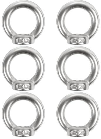 6 Stück Juttzzei Ringmutter M6, Verbessertes 304 Edelstahl Ringösen, M6 Ringmuttern Augenmutter, Ösenmutter für Befestigen Sie hängende Ornamente Blumentöpfe Schaukelständer