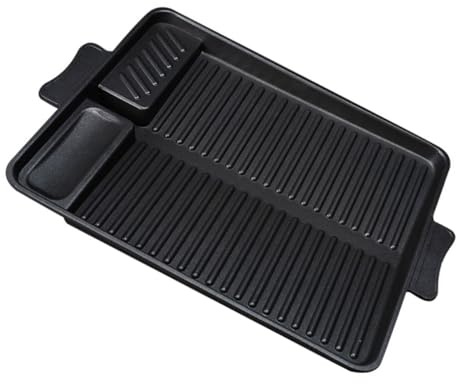 Toyvian Plaque de Cuisson Rectangulaire Antiadhésive en Alliage d'Aluminium Légère et Compacte Plat à Barbecue pour Gril Extérieur et Cuisson Steaks de Bœuf Compatible Réchaud Gaz