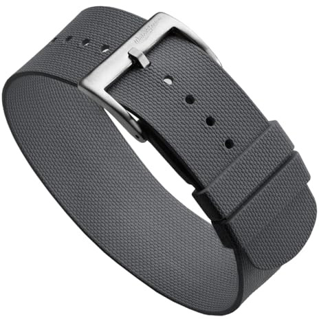 WatchGecko TidalPass Kautschuk-Uhrenarmband, grau, 20 mm