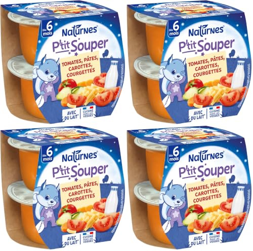 Nestlé Bébé - P'tit Souper Tomates Pâtes Courgettes - Plat Légumes et féculents - dès 6 mois - 2 x 200g (Lot de 4)