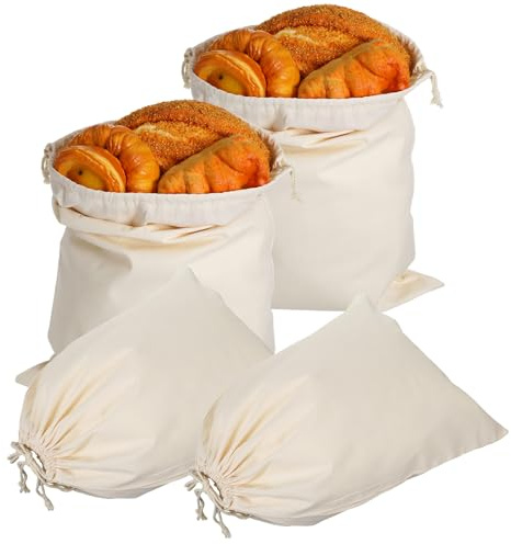 APLZGMG 2 bolsas de pan de lino reutilizables, bolsas de pan de tela de 11 x 15.7 pulgadas, bolsas de algodón con cordón, bolsa de muselina para panes frescos, verduras, patatas, cebollas