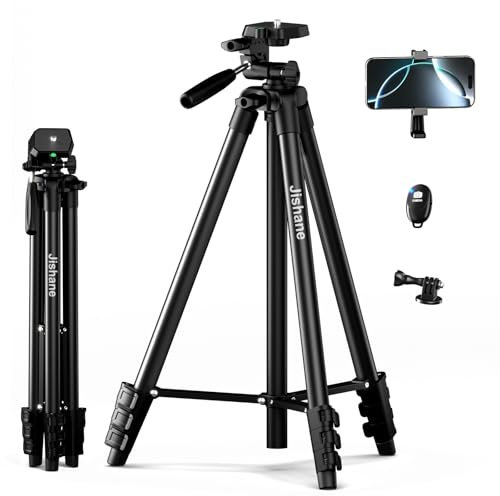 Stativ für Smartphone 180cm Kamera Stativ Leichtes Aluminium Handy Stativ mit Funkfernbedienung, Handyhalterung & Tasche, kompatibel mit Canon, Nikon, actioncam und Smartphones