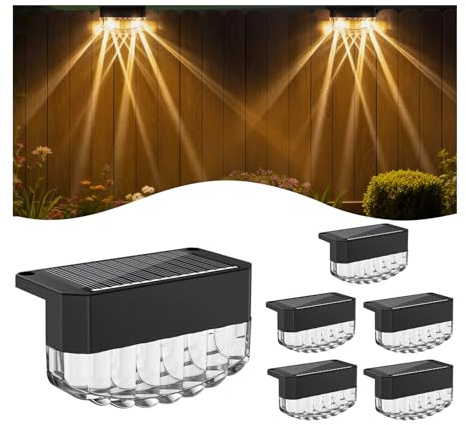 Lampada Solare Parete per Esterni,Confezione da 6 Luci Solari LED Impermeabili IP65 per Uso Esterno, Lampade Solari Bianche Calde Esterni,Decorazione del Terrazze, Balconi, Recinzioni, Giardino | Luci Solari LED Impermeabili per Uso Esterno, Lampade Esterni,Decorazione del Terrazze, Balconi, Recinzioni, Giardino