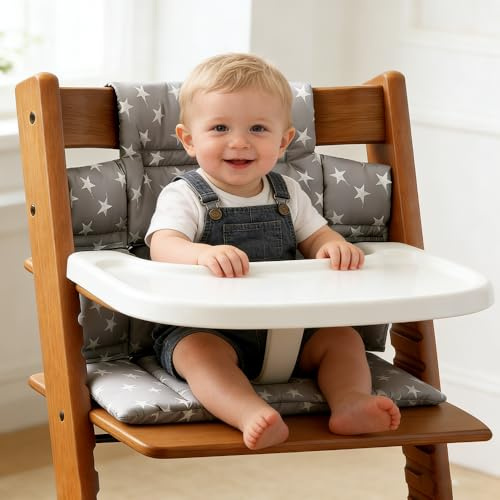 ADDLIVE Sitzkissen für Stokke Tripp Trapp Hochstuhl, Hochstuhl Sitzkissen, 2 Installationsmethoden, Abnehmbar und Waschbar mit Klettverschluss (Fünfzackiger Stern)