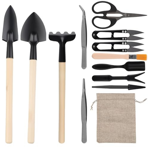 13-teiliges Bonsai Werkzeug Set, Premium Mini Gartenwerkzeug