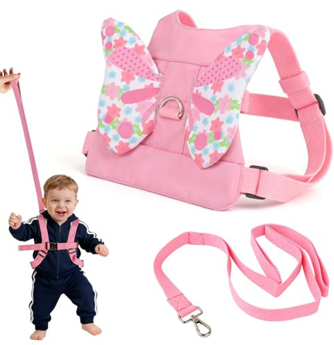 1 Pack Pink Butterfly Wings Baby Reins for Walking, 1-3 Years | Anti-fall toddler harness with soft leash,Safe design for girls,boys learning to walk,Gentle support for parent child outings