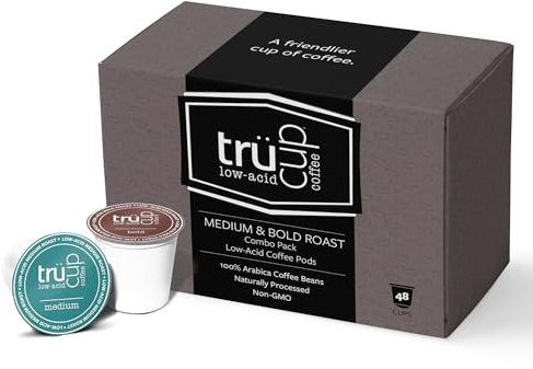 trücup Low Acid Coffee K-Cups Variety Pack, Bold & Medium Roast, 48 Ct