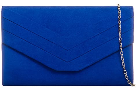 fi9 Damen Stilvolle Wildleder Umschlag Stil Braut Hochzeit Abend Clutch Party Handtasche, medium (Königsblau)