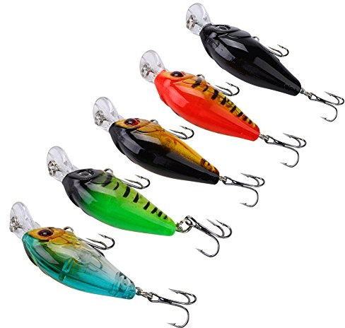 5 st/set Fiskedrag Verklighetstrogna fiskehårda beten 3D-fiskeögon Crankbait-set konstgjorda Topwater Swimbbait Fiskedrag Crankbait-hårda beteskrokar för basöring Sötvattensaltvatten (typ 2)