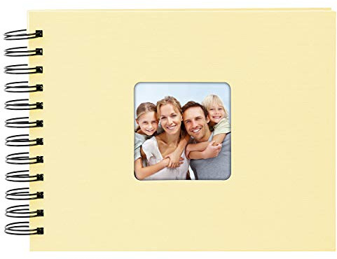 goldbuch 20095 Spiralalbum Living, Erinnerungsalbum mit Bildausschnitt-Cover, Fotoalbum mit 50 schwarzen Seiten, Foto Album zum Einkleben, Fotobuch in Leinenoptik, 24x 17cm, Beige