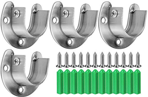 KARAA Schrankstangen Halter 4 Stück Kleiderstange Rundrohr Halterung Wandhalterung Stange Edelstahl für Duschvorhangstange Schrankrohr mit Schrauben 28mm