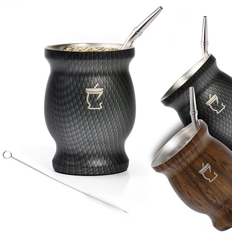 BARGRIN Kit Calebasse Maté En Acier Inoxydable Avec 1 Bombilla Et 1 Pinceau - Pour Yerba Mate