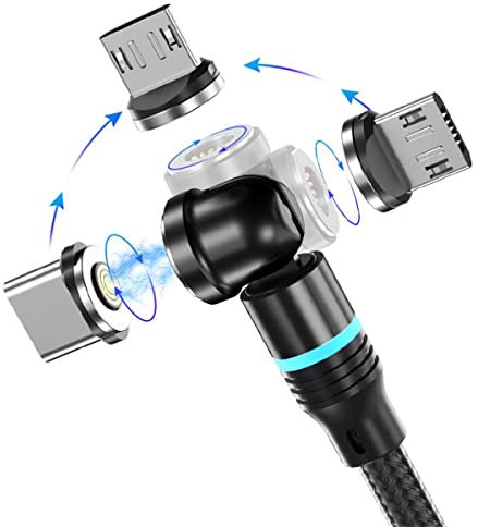 Magnetisches Ladekabel 3A Schnelles Aufladen & Datensynchronisation 1M/2M Magnet-USB-Kabel 360°+180° Drehen Magnetisch 3 in 1 Magnetkabel für Alle Android Phone/Micro USB/Typ C/USB C Smartphones