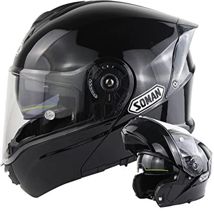 Motorrad Integralhelm Flip Up Motorrad Modulare Helme Doppelvisier Crash Motocross Racing Helm Für Moped Scooter Chopper ATV DOT/ECE Zugelassen (H,L(57-58))