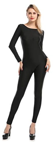 Carnavalife Maillot de Danza Ballet Mujer, Mono de Cuello Redondo con Manga Larga, Body Ajustado de Cuerpo Completo de Gimnasia Rítmica Leotardo de Patinaje