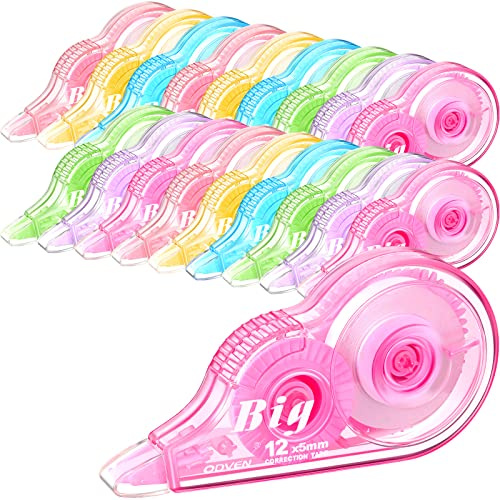 Yexiya 18 Pcs Correction Tape, Colorful Original Correction Tape White Wide Tape Wipe out Easy to Use Cute Correction Roller for School Home Office Supplies, Assorted Colors, 0.2 Inch x 39.4 Feet