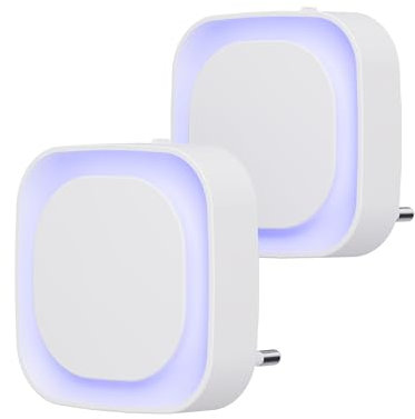 YUNLEX Presa di Luce Notturna con Sensore Crepuscolare, 3 livelli di luminosità regolabile per Camera dei Bambini, Bagno, Corridoio, Cucina, Scale, Blu