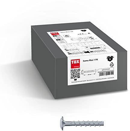 TOX Schraubanker Sumo Max 1 FK 6x40 mm, Flachkopf, Stahl verzinkt, bauaufsichtlich zugelassen für die Mehrfachbefestigung von nicht tragenden Bauteilen, 100 Stück, 041101651