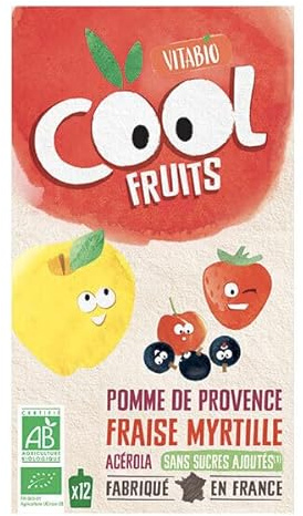 COOL FRUITS POMME FRAISE MYRTILLE - GOURDES DE FRUITS - 12 X 90G, VITABIO, UNITÉ