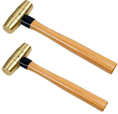 WEDO 2 pièces Massette en laiton,manche en Bois,680g+900g,Marteau arrache-clous de charpentier,Idéal pour la construction,résistante à la corrosion,Forgé