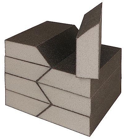 Lot de 8 blocs de ponçage coudés à grain 180, bloc de sable éponge fine lavable et réutilisable, bloc de papier abrasif humide et sec pour bois, métal, cloison sèche et peinture pour meubles