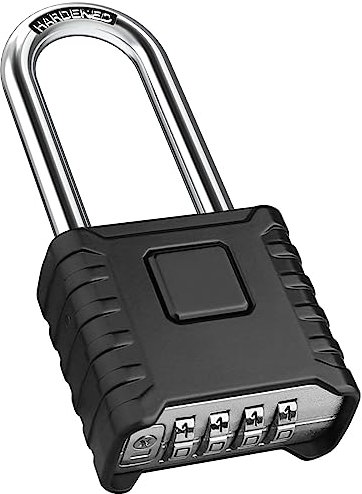 Diyife Heavy Duty Combination Padlocks Outdoor, [Weatherproof] Long Shackle 52mm Large 4 Digit Code Padlock with 8mm Thick 304 Stainless Steel Shackle for Garage, School, Gate, Shed, Warehouse, Gym