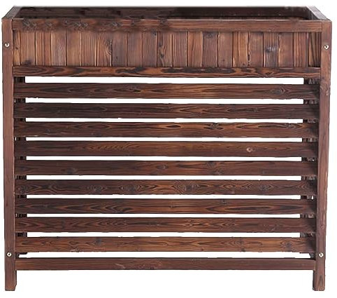 UZSPAC Cubre Aire Acondicionado Exterior Decorativo Soporte de Flores de Madera Maciza Diseño de Rejilla Lateral Estante de Almacenamiento de Plantas (Size : 111 * 50 * 104cm)