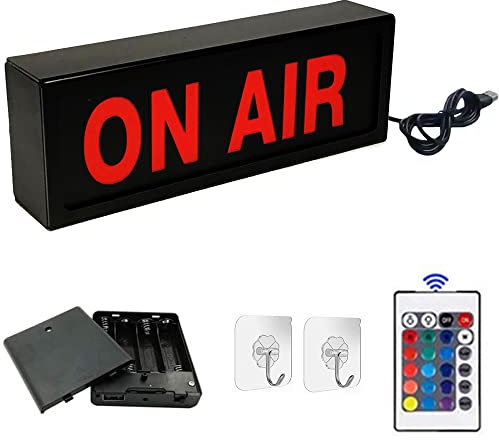 ON AIR Enseigne Lumineuse, LED Murale Murale Néon Light Box Alimenté par Pile ou USB avec Télécommande, Crochets, Nombreux Modes d'Éclairage, pour Studio d'enregistrement, Bureau à Domicile, Podcast