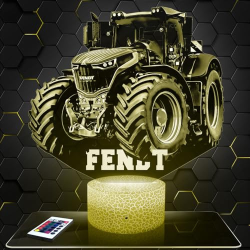 Lampephoto.fr - Lampe Fend Traktor 3D Nachtlicht Landwirt | Made in France, Sockel wählbar, dimmbar, Batterie/USB, HD-Lasergravur, Geschenk für Landwirte