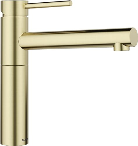 BLANCO ALTA II | Küchenarmatur in satin gold | Hochdruck | [4,5x23,2x22,6 cm] | Gesicherte Wasserqualität & wassersparend | Rückflussverhinderer | Keramik Kartusche