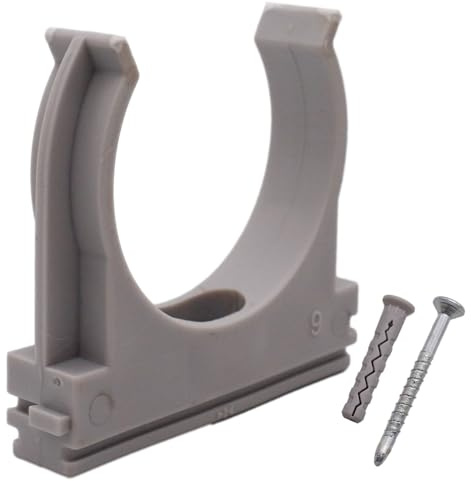 SKIR'CO Lot de 5 colliers de serrage en plastique pour tuyaux de 50 mm, colliers de serrage de type U, supports de tuyau, clips gris