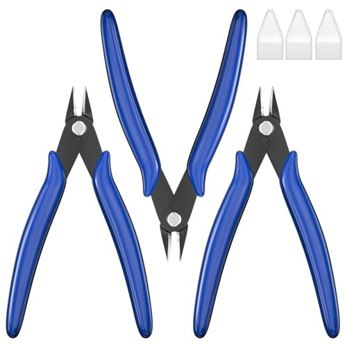 Relota 3 Stücke seitenschneider klein set, drahtschneider abgewinkelter, modellbau werkzeug, blau wire cutter pliers, drahtschere, kabelschneider, für Electronics, Kabelbinder PCB, weiche Drähte