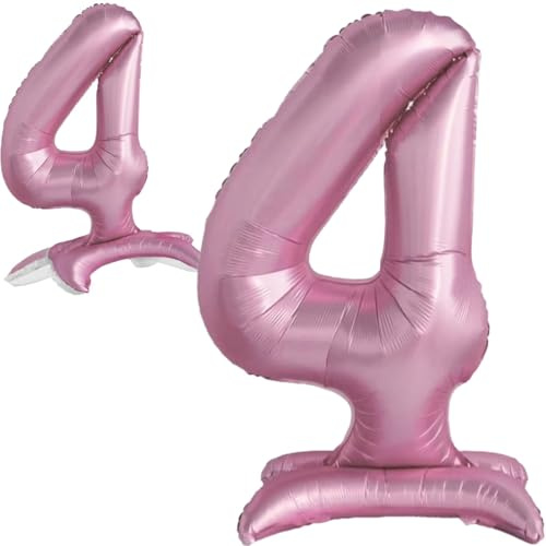 Luftballon 4. Geburtstag Zahl 4 Rosa Stehende XXL Riesen Folienballon 82cm Geburtstagsdeko Mädchen Ballon Zahl Deko zum Geburtstag.
