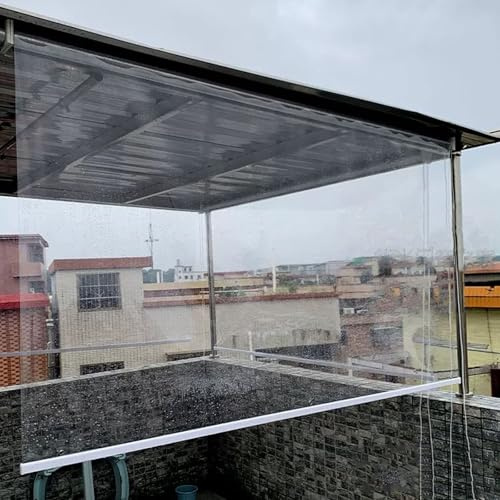 XINGWANGG Wasserdichtes Transparent Rollo,Klare PVC Rollläden Wetterfeste Seitenzug-Rollo für Fenster Balkon Terrassen Tür,Hitzeschutz Vorhänge aus Kunststoff,Breite x Höhe (120cm x 300cm)