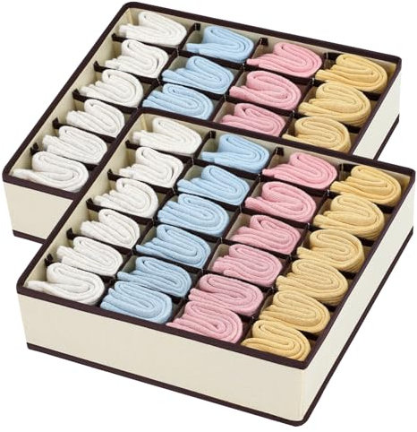 DIMJ Organizador Cajones, Organizador Ropa Interior, Organizadores de Cajones No Tejidos, Separadores de Cajones Para Ropa Interior, Calcetines, Beige, 2 Piezas